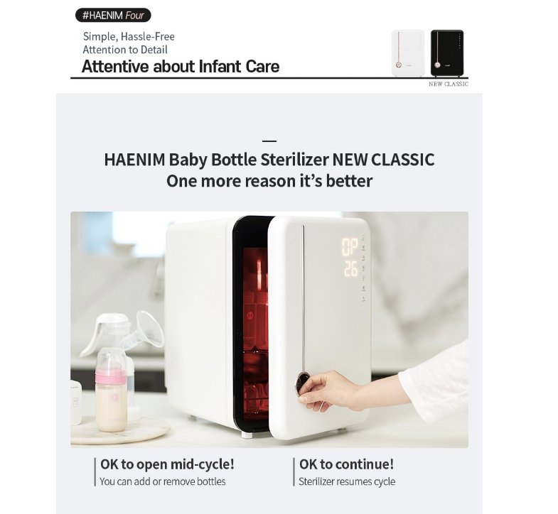 HAENIM Smart UV Baby Bottle Sterilizer plus [The Premium 4th Generation] White Gold - Babyhouse Australia