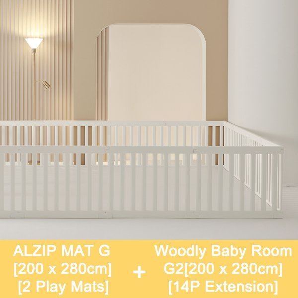 ALZIP MAT SILION ECO G[200cmx280cm][2 Mats] + Woodly Baby Room EXTENSION 14P G2[200cmx280cm] SET - Babyhouse Australia