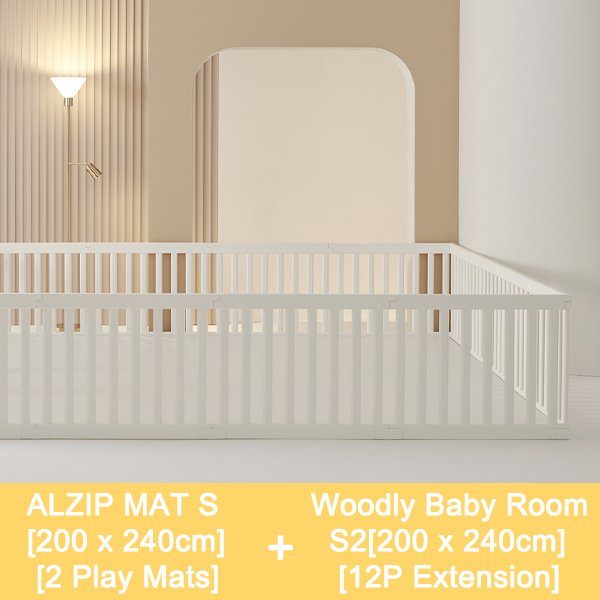 ALZIP MAT SILION ECO S[200cmx240cm][2 Mats] + Woodly Baby Room EXTENSION 12P S2[200cmx240cm] SET - Babyhouse Australia
