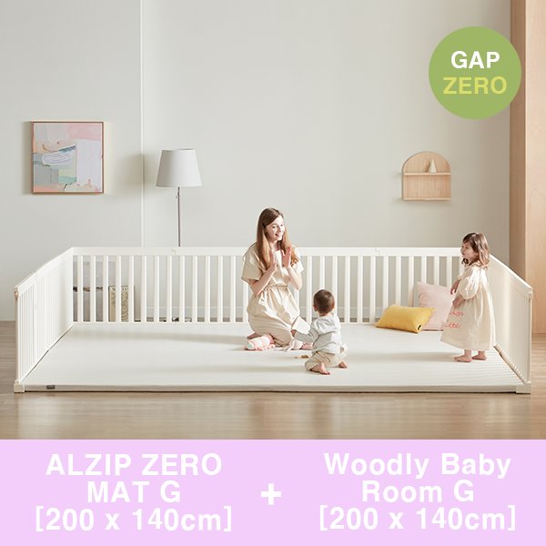 ALZIP ZERO MAT G[200cmx140cm] + Woodly Baby Room BASIC 10P G[200cmx140cm] SET - Babyhouse Australia