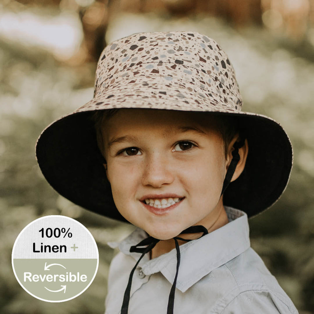 Bedhead Explorer Kids Reversible Sun Hat - Terrazzo / Ebony - Babyhouse Australia