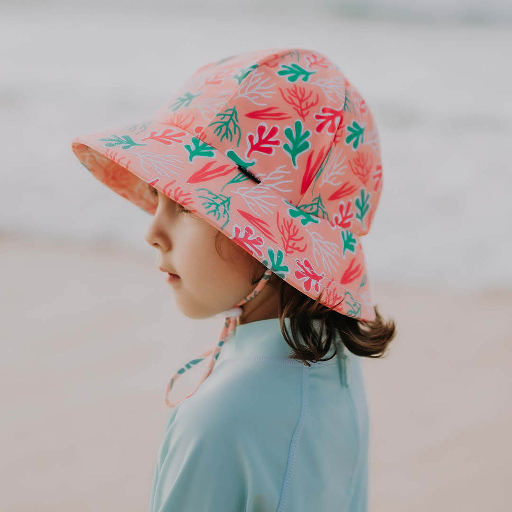 Bedhead Girls Beach Hat Ponytail Bucket - Coral - Babyhouse Australia