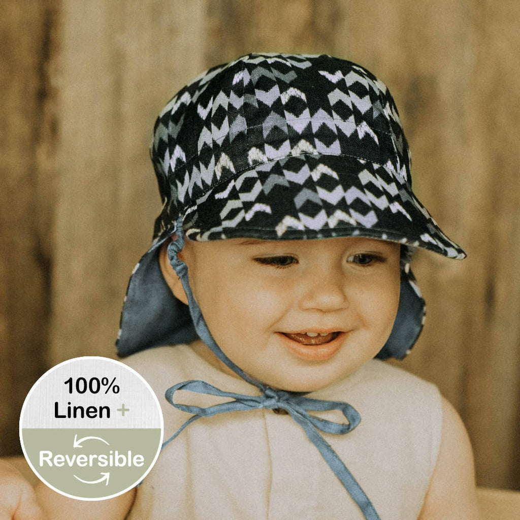 Bedhead Lounger Baby Reversible Flap Sun Hat -Scout/Steele - Babyhouse Australia