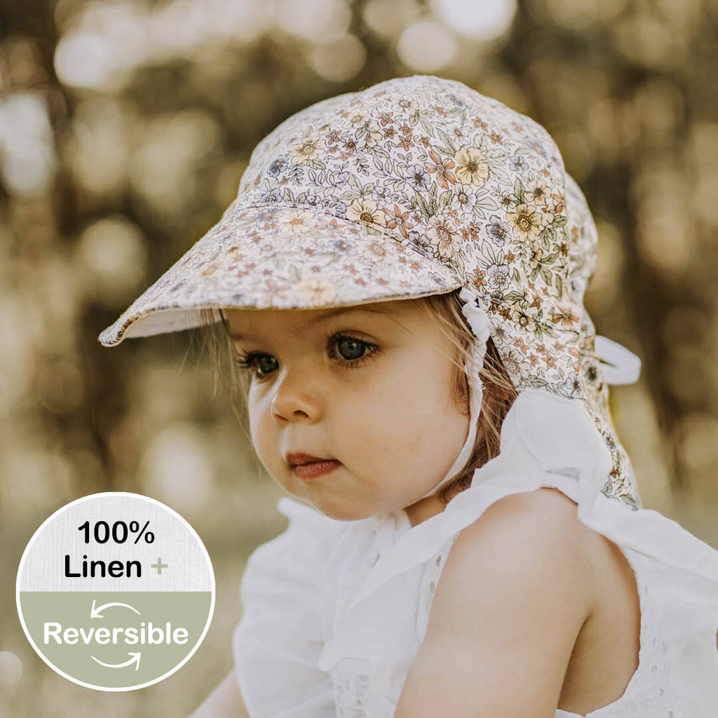 Bedhead Reversible Baby Flap Sun Hat - Winnie / Blanc - Babyhouse Australia