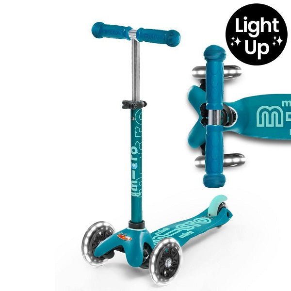 Mini Micro Deluxe LED 3 Wheel Scooter - Aqua - Babyhouse Australia