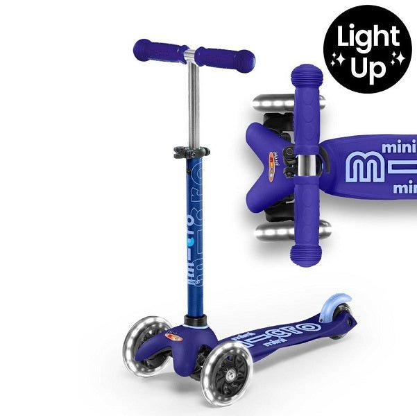 Mini Micro Deluxe LED 3 Wheel Scooter - Blue - Babyhouse Australia
