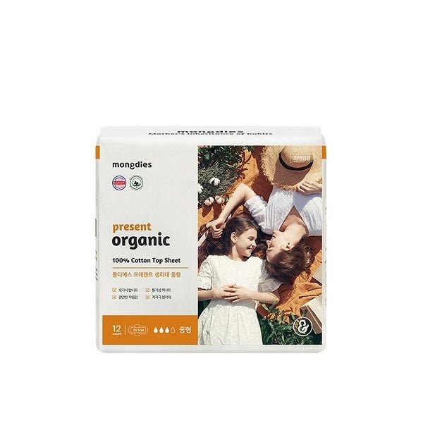 Mongdies Present Organic Sanitary Napkin Medium [12ea] - Babyhouse Australia