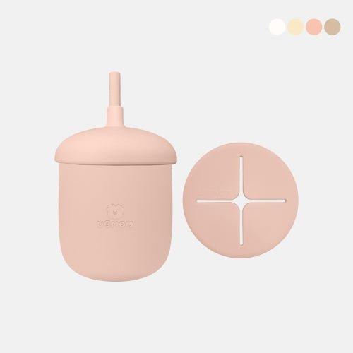 UBMOM SILICONE TRAINING STRAW CUP WITH SNACK CUP LID [220ml] - Babyhouse Australia